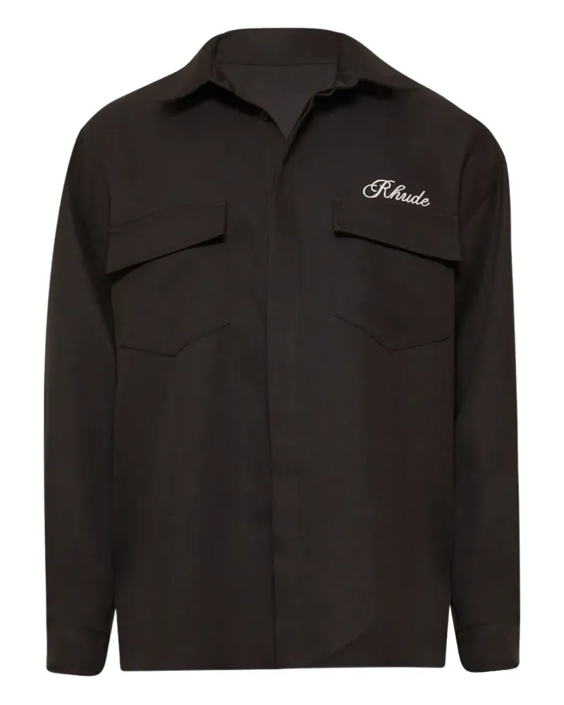 RHUDE Hemd mit Logo-Stickerei - Schwarz Schwarz