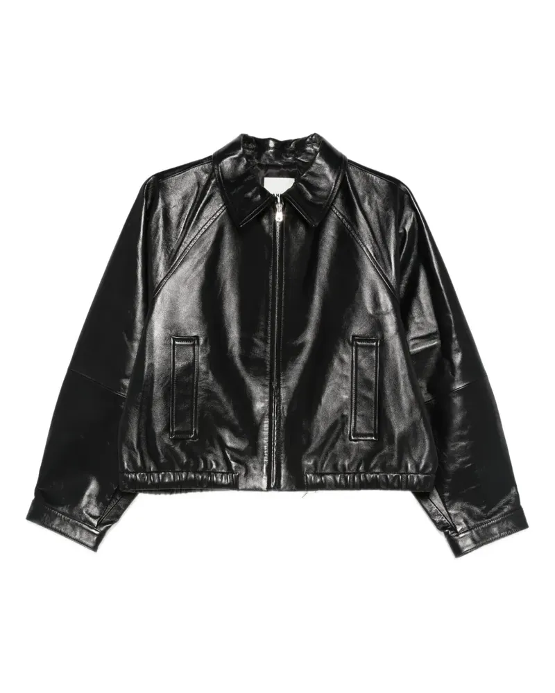 Sandro Lederjacke mit Reißverschluss - Schwarz Schwarz