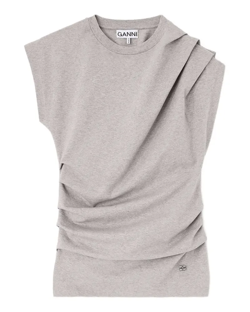 Ganni Drapiertes Top aus Jersey - Grau Grau