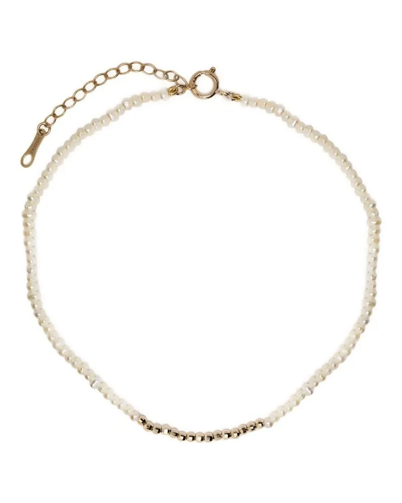MIZUKI 14kt Gelbgoldfußkette mit Perlen Gold