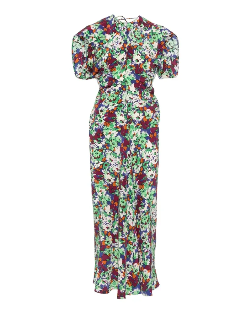 Marni Midikleid mit Blumenprint - Grün Grün