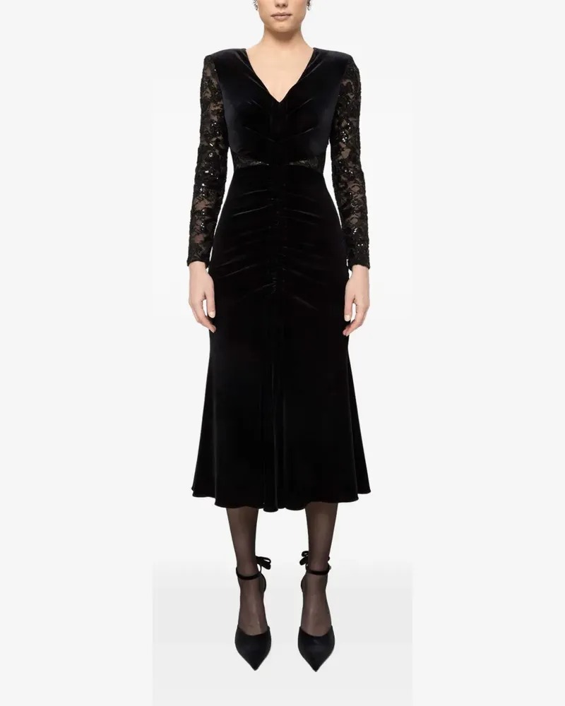 NISSA Midikleid mit Spitzeneinsatz - Schwarz Schwarz