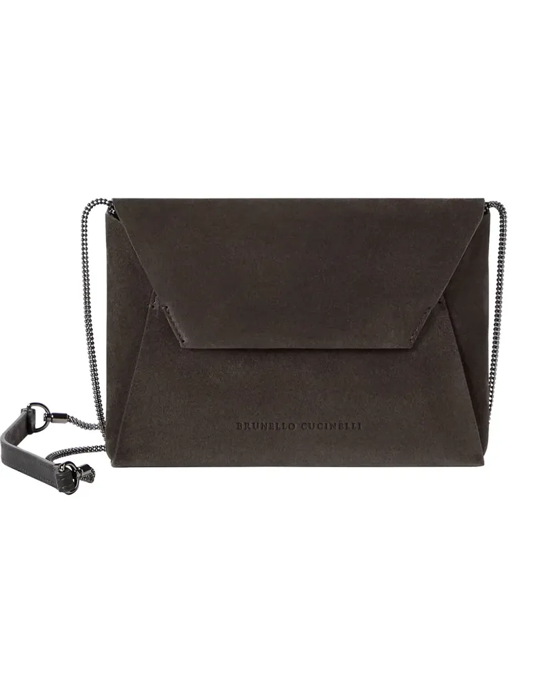 Brunello Cucinelli Duo Pochette aus Wildleder mit eleganter Kette - Braun Braun