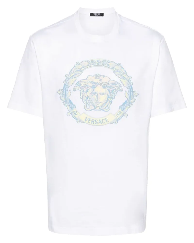 Versace Barocco Wave Crest T-Shirt - Weiß Weiß