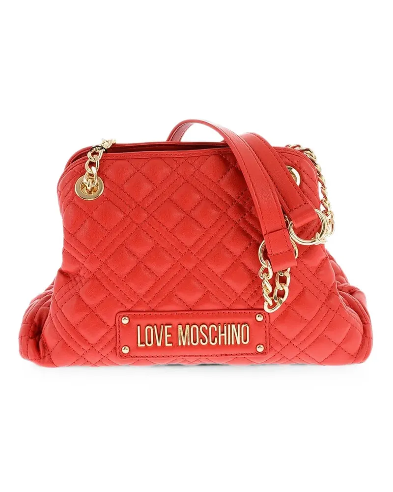 Moschino quilted logo-plaque shoulder bag - Rot Rot