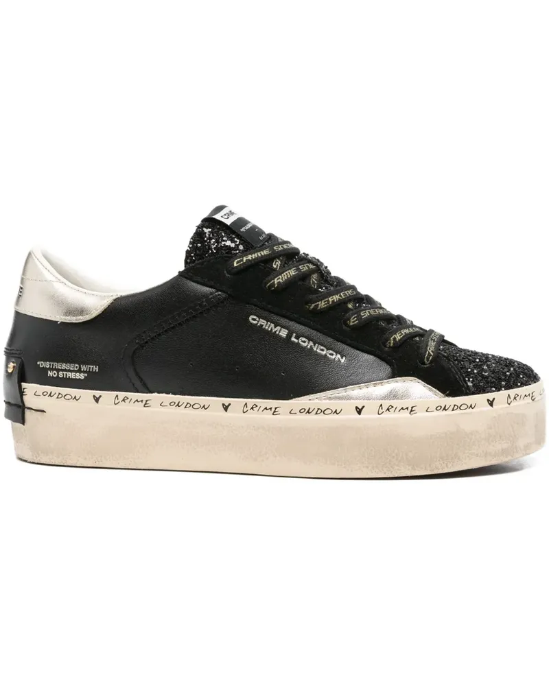 Crime Plateau-Sneakers mit Glitter-Einsatz - Schwarz Schwarz