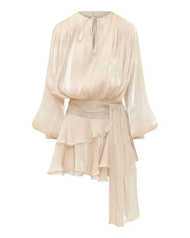 ACTUALEE ruffled-tier metallic-finish dress - Nude Nude