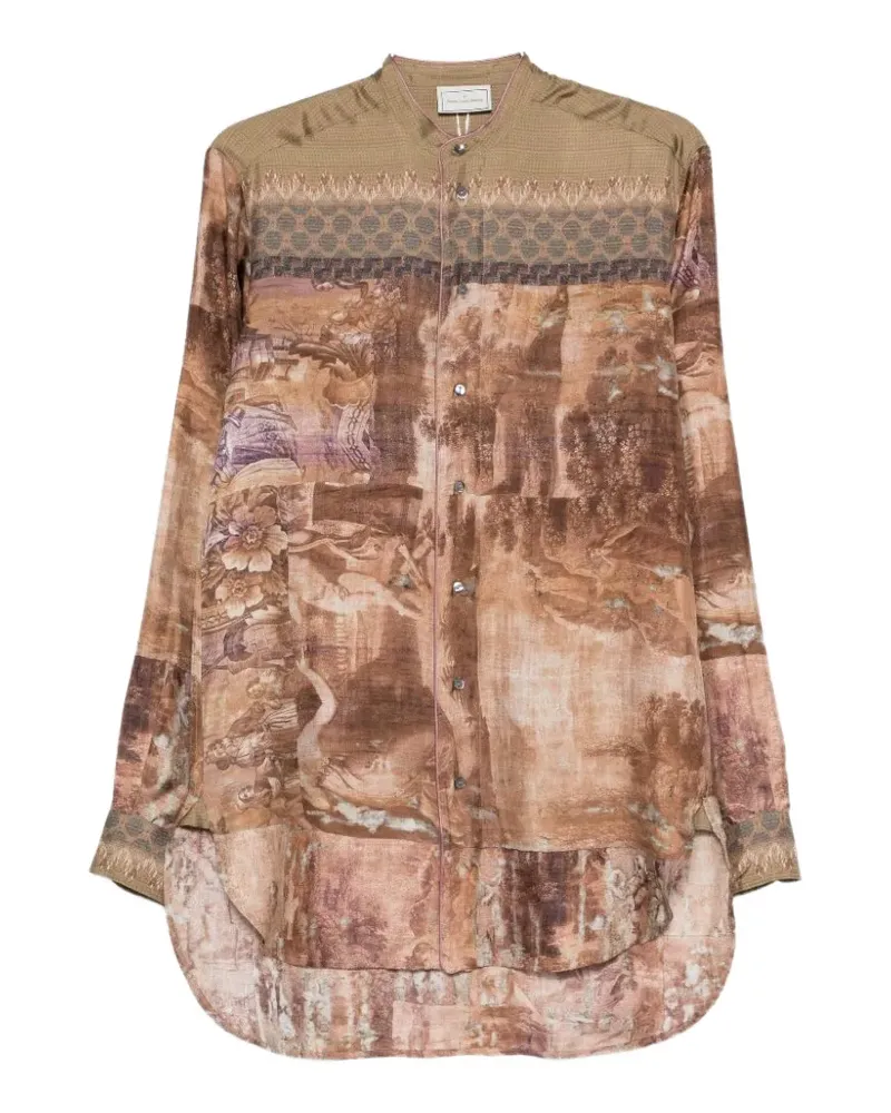 Pierre-Louis Mascia Aloe printed silk shirt - Braun Braun
