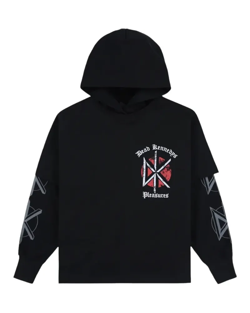 PLEASURES Kennedys layered hoodie - Schwarz Schwarz
