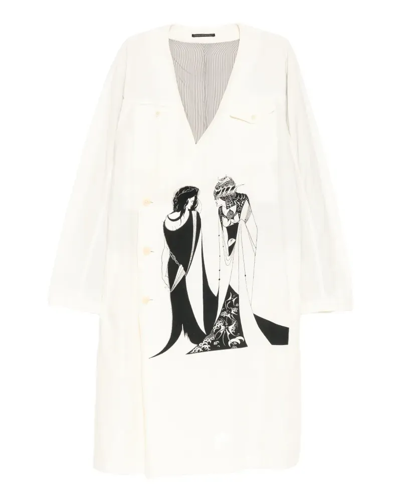 Yohji Yamamoto graphic-printed coat - Nude Nude