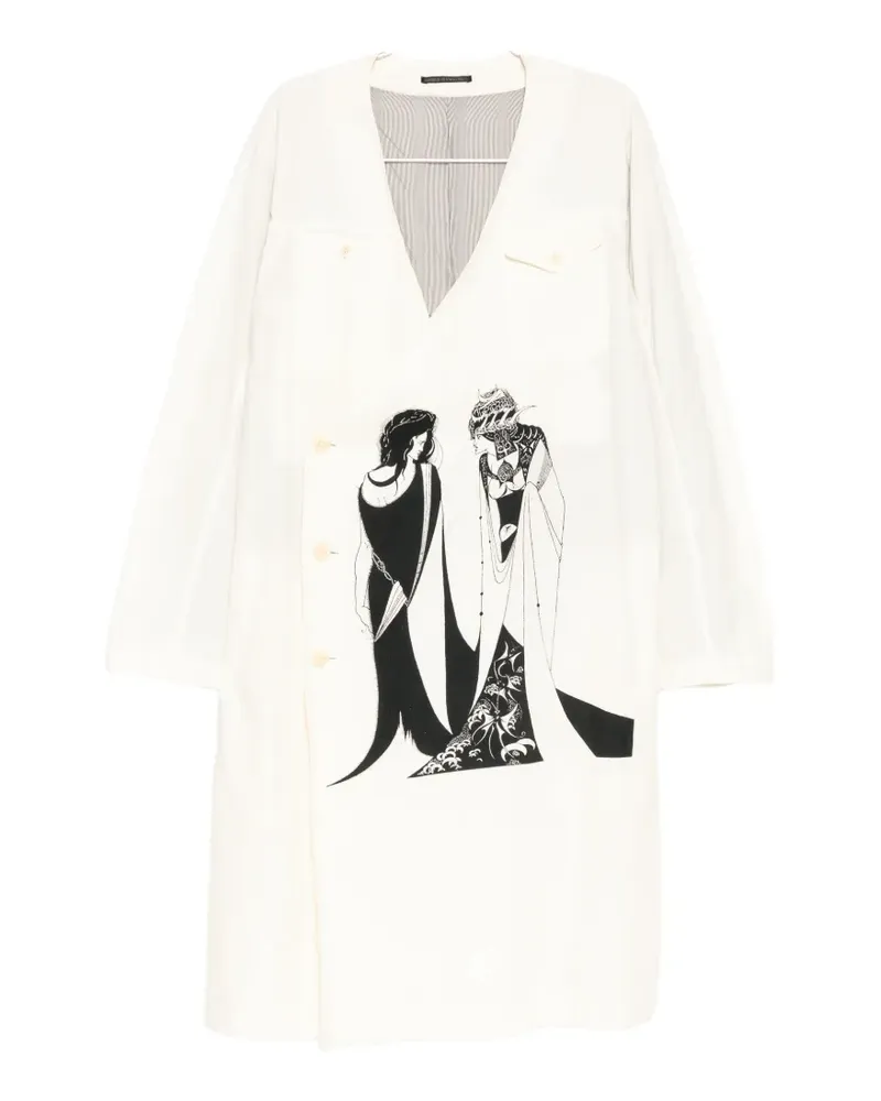 Yohji Yamamoto graphic-printed coat - Nude Nude