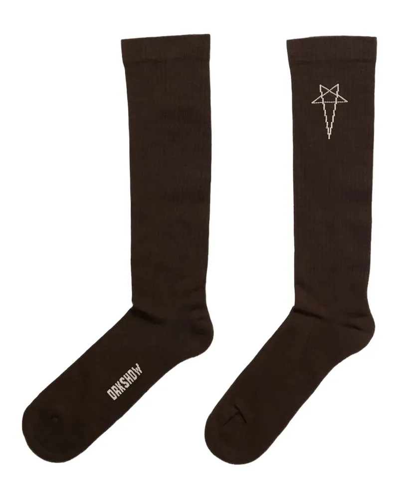 DRKSHDW by Rick Owens Pentagram knee-high socks - Braun Braun