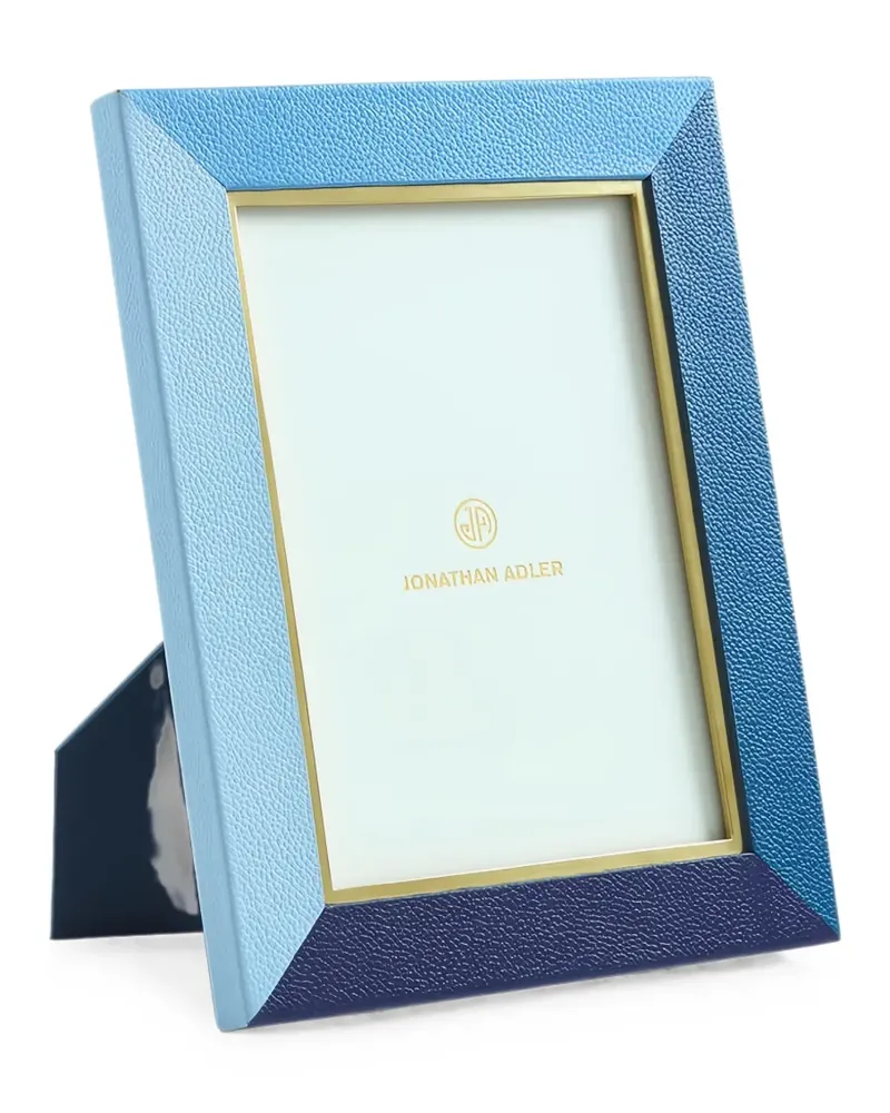 Jonathan Adler Perimeter pebbled leather picture frame - Blau Blau