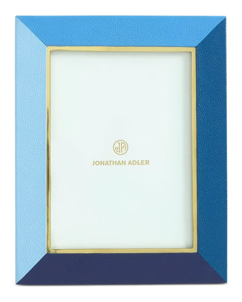 Jonathan Adler Perimeter pebbled leather picture frame - Blau Blau