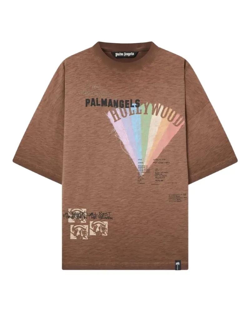 Palm Angels T-Shirt mit grafischem Print - Braun Braun