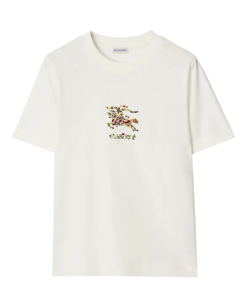 Burberry T-Shirt mit Blumenstickerei - Weiß Weiß