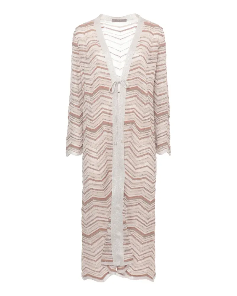 D.EXTERIOR chevron-knit front-tie cardigan - Nude Nude