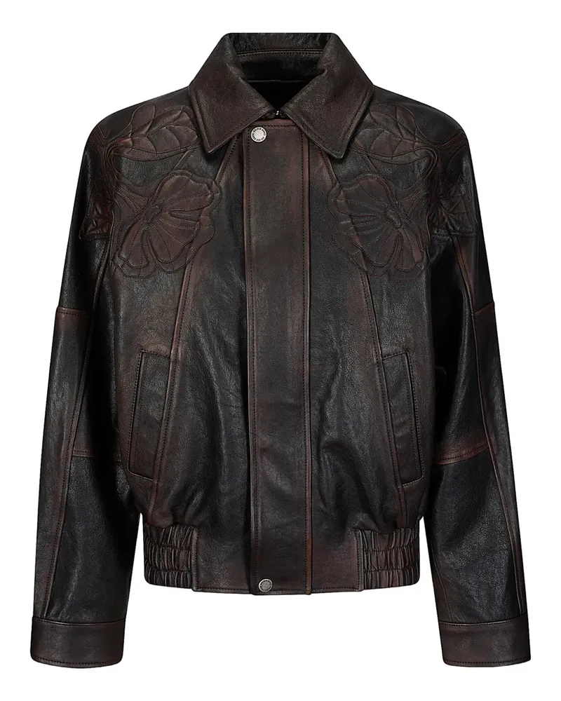 Golden Goose appliqued leather jacket - Schwarz Schwarz