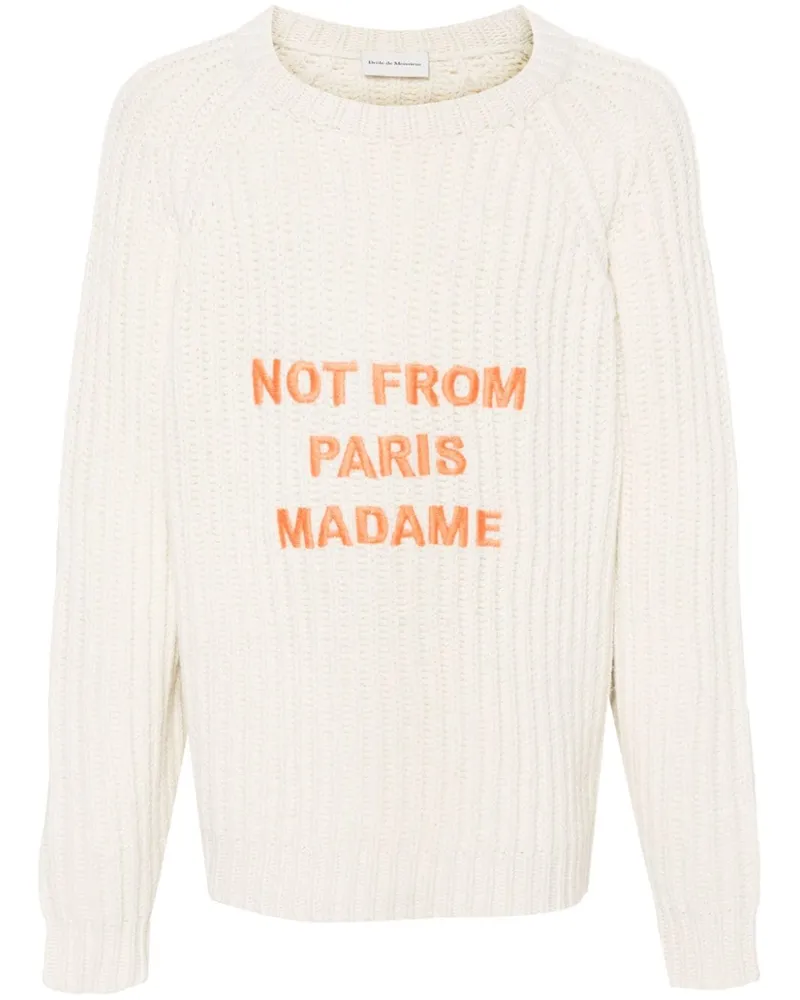 Drôle de Monsieur Le Maille Tressée Pullover mit Slogan - Nude Nude