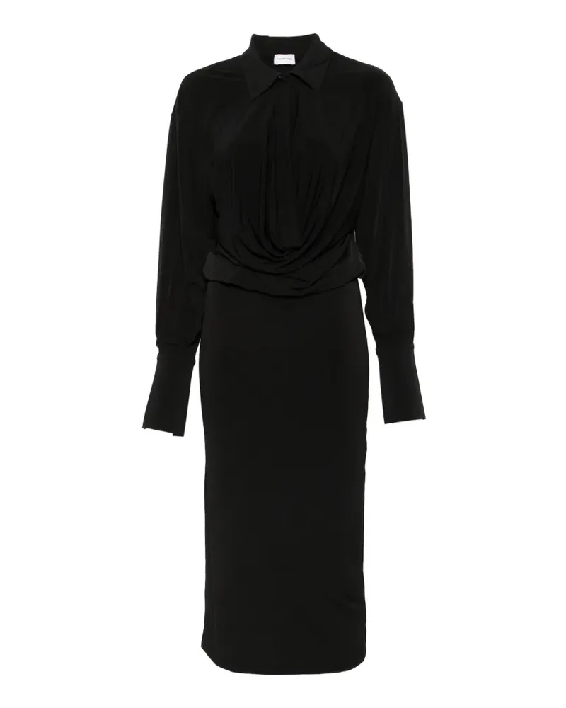 ANDAMANE Drapiertes Lilia Midikleid mit Cut-Out - Schwarz Schwarz