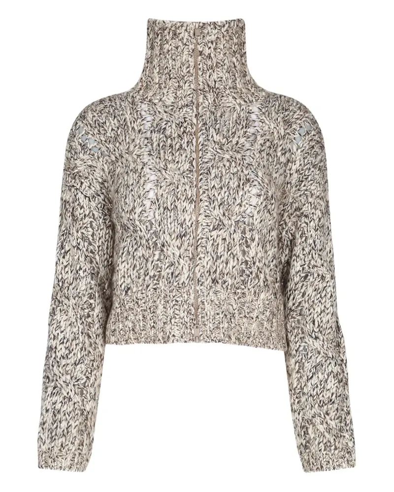 Brunello Cucinelli Dazzling Cardigan mit Zopfmuster - Nude Nude