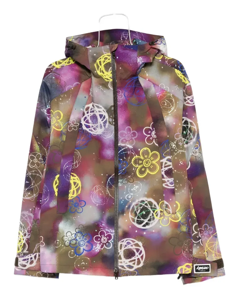 Kenzo Kapuzenjacke mit Blumen-Print - Grün Grün