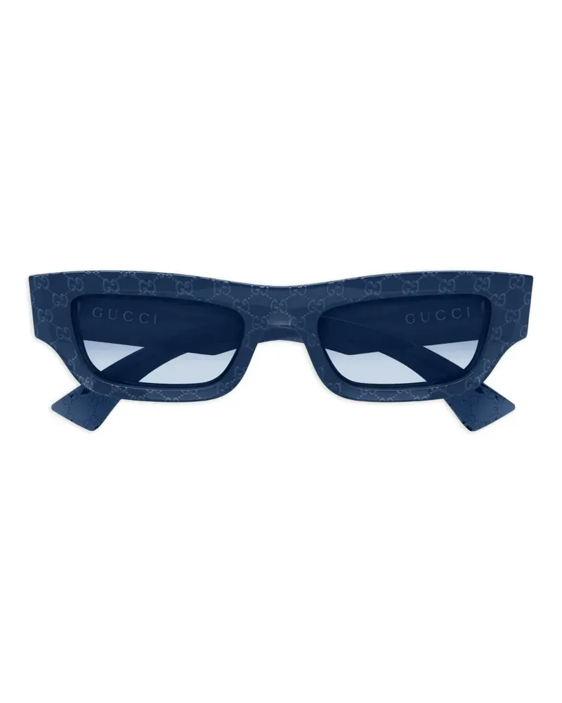 Gucci GG Monogram Sonnenbrille mit eckigem Gestell - Blau Blau