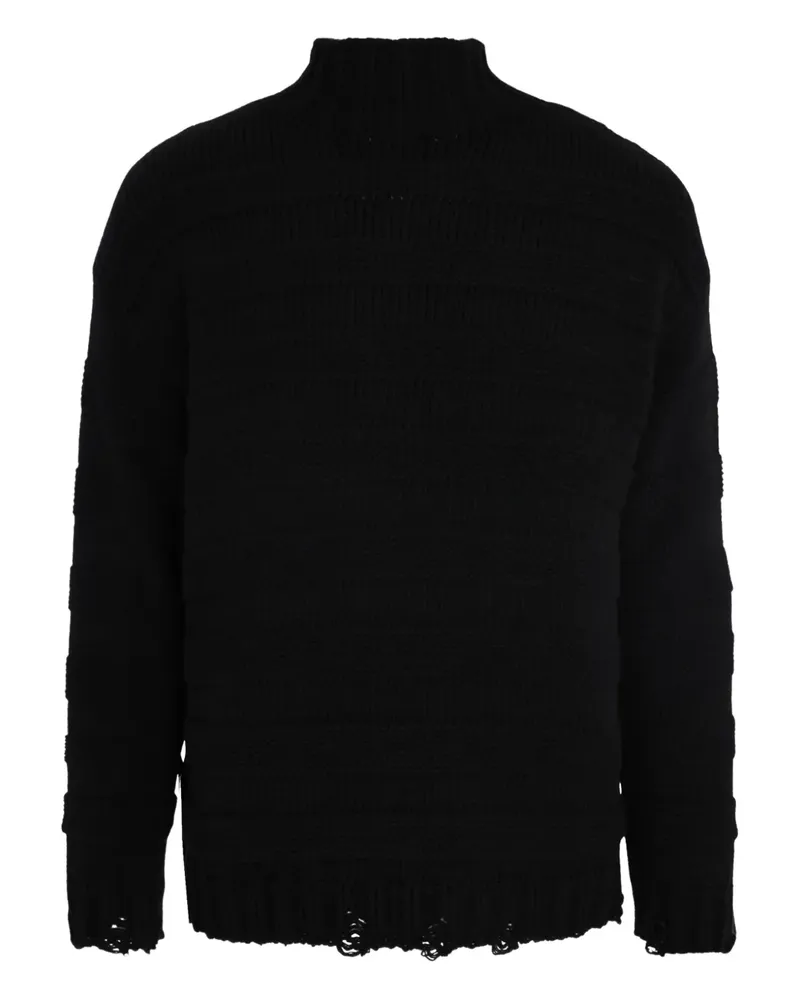 Gaëlle Bonheur Stehkragen-Pullover mit ausgefranstem Saum - Schwarz Schwarz