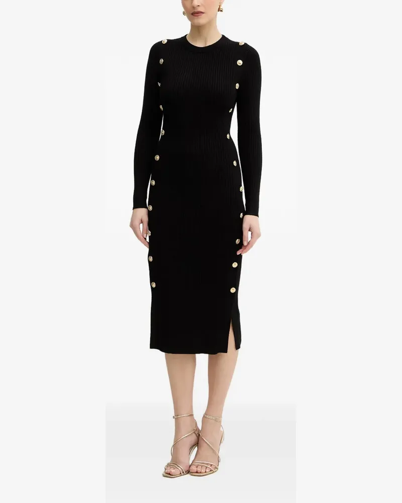 Guess button-embellished midi dress - Schwarz Schwarz
