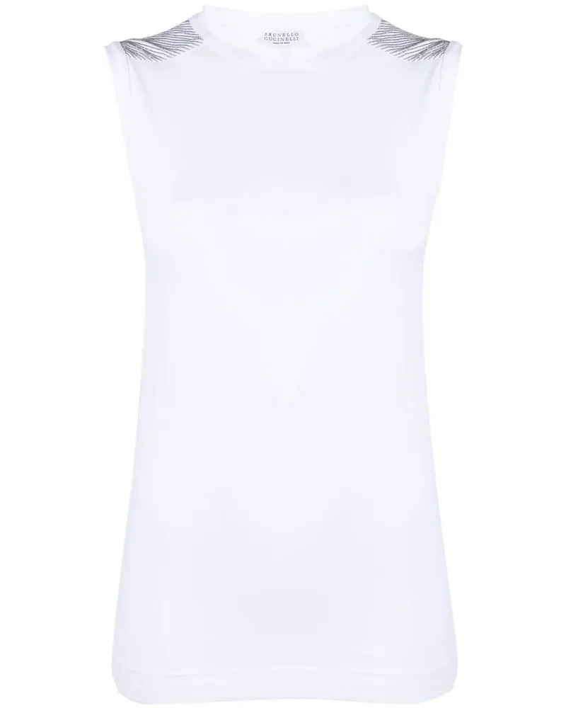 Brunello Cucinelli Top mit rundem Ausschnitt - Weiß Weiß