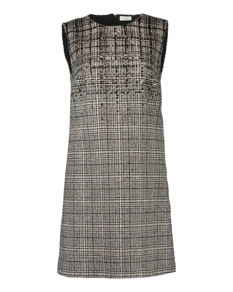 Brunello Cucinelli Kariertes Kleid mit Pailletten - Braun Braun