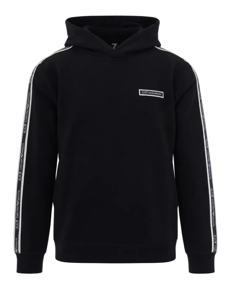 EA7 Hoodie mit Logo-Streifen - Schwarz Schwarz