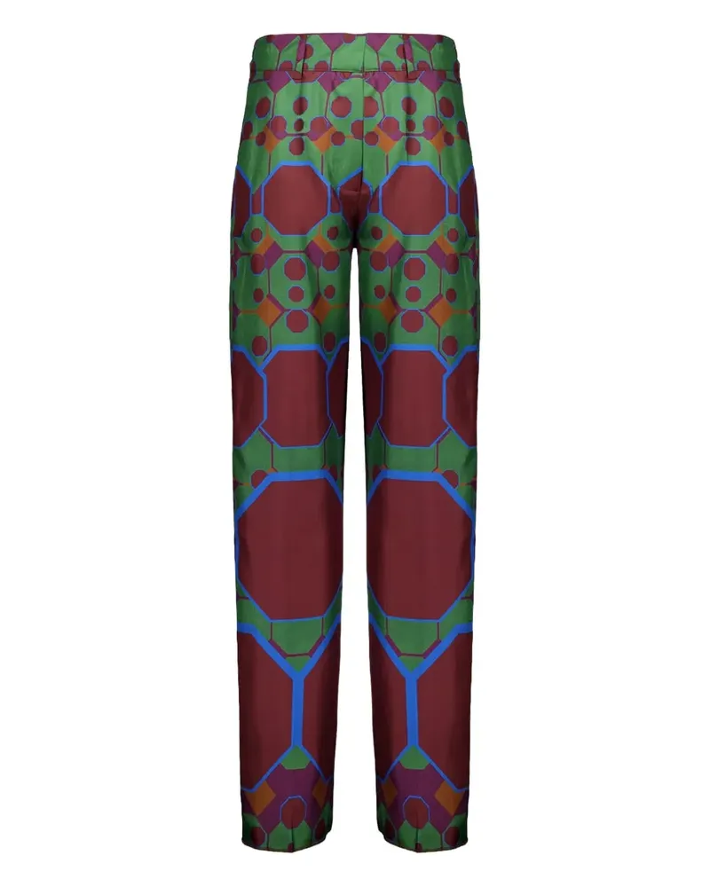 PAULA Hose mit geometrischem Print - Grün Grün