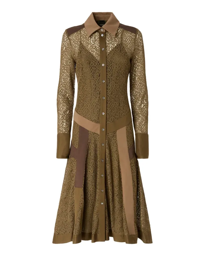Pinko lace-panelled midi shirt dress - Grün Grün