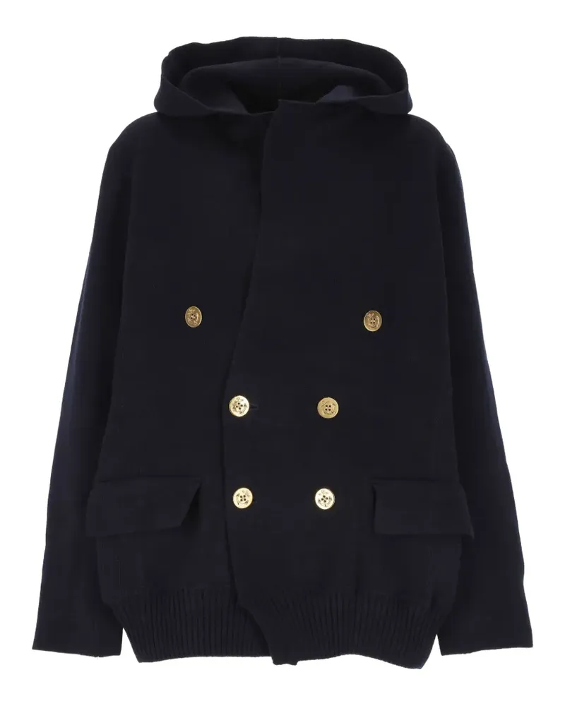 Sacai Doppelreihiger Kapuzenmantel - Blau Blau
