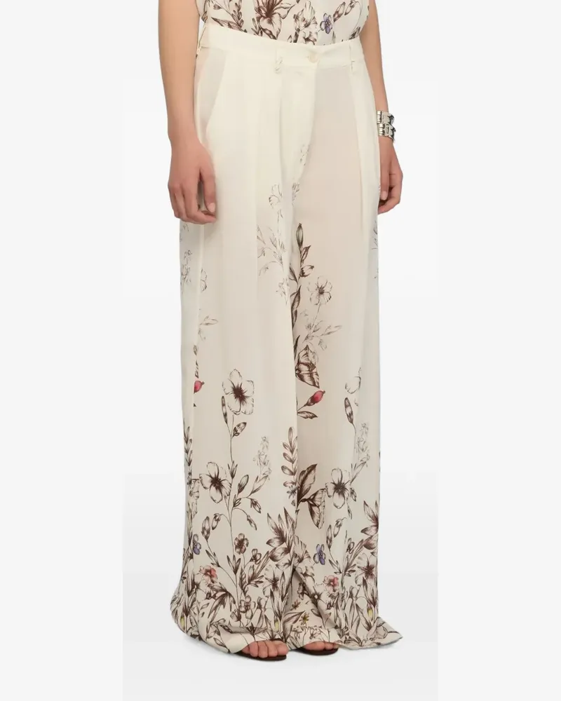 Semicouture Angeline floral-print palazzo pants - Nude Nude