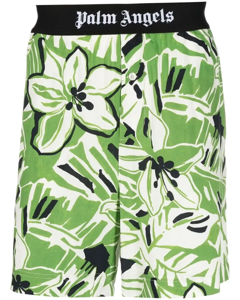 Palm Angels Shorts mit Blumen-Print - Grün Grün