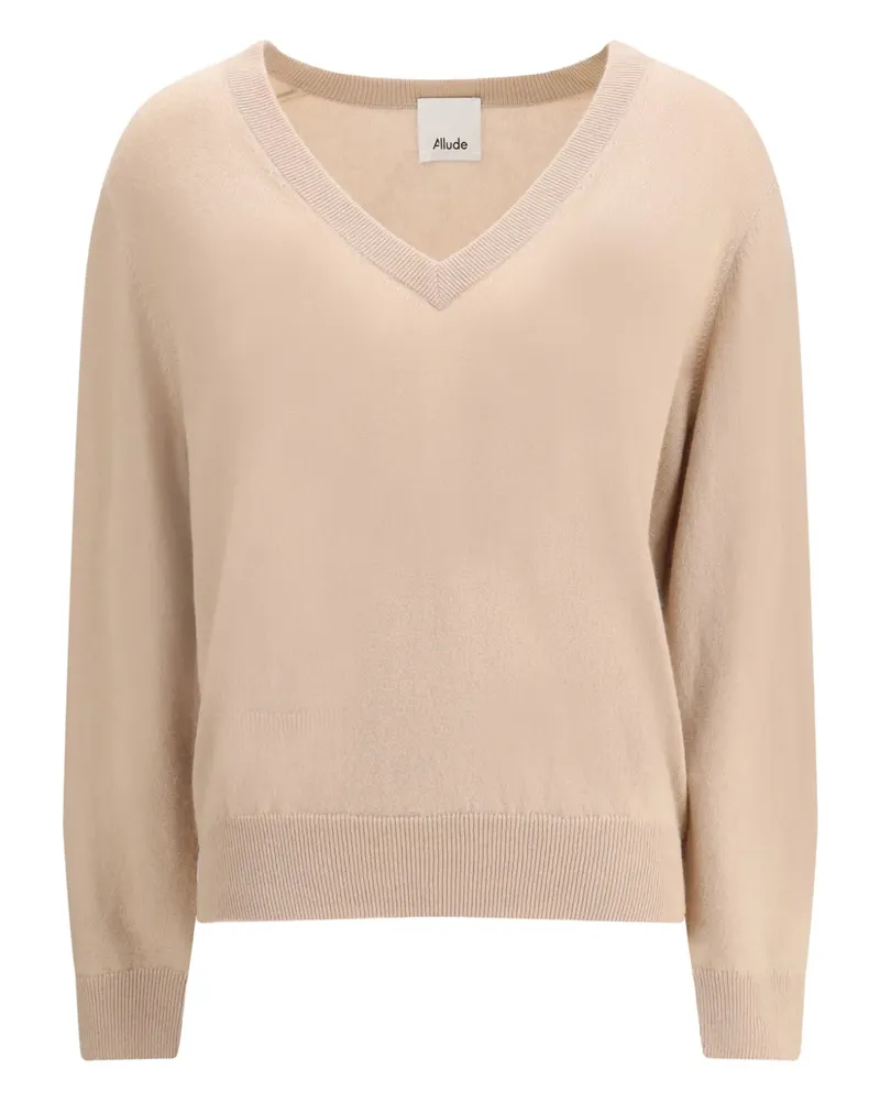 ALLUDE Kaschmirpullover mit V-Ausschnitt - Nude Nude
