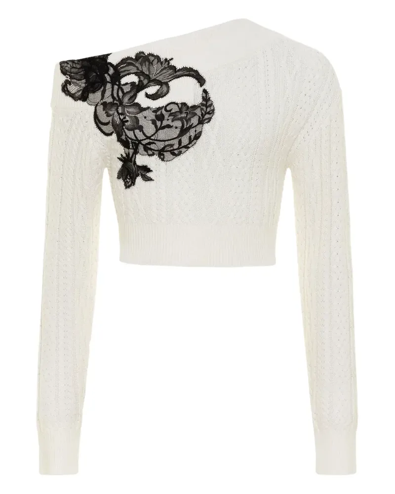 Hellessy Zopfmuster-Pullover mit Spitzenapplikation - Weiß Weiß