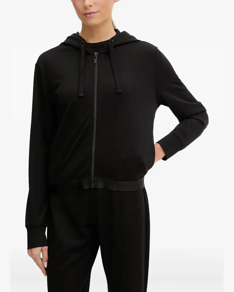 Guess Junie zip-up logo-embroidered hoodie - Schwarz Schwarz