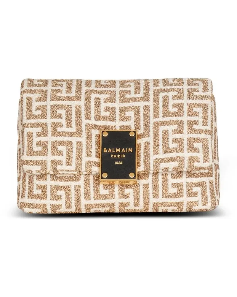 Balmain 1945 Schultertasche mit Monogrammmuster - Nude Nude