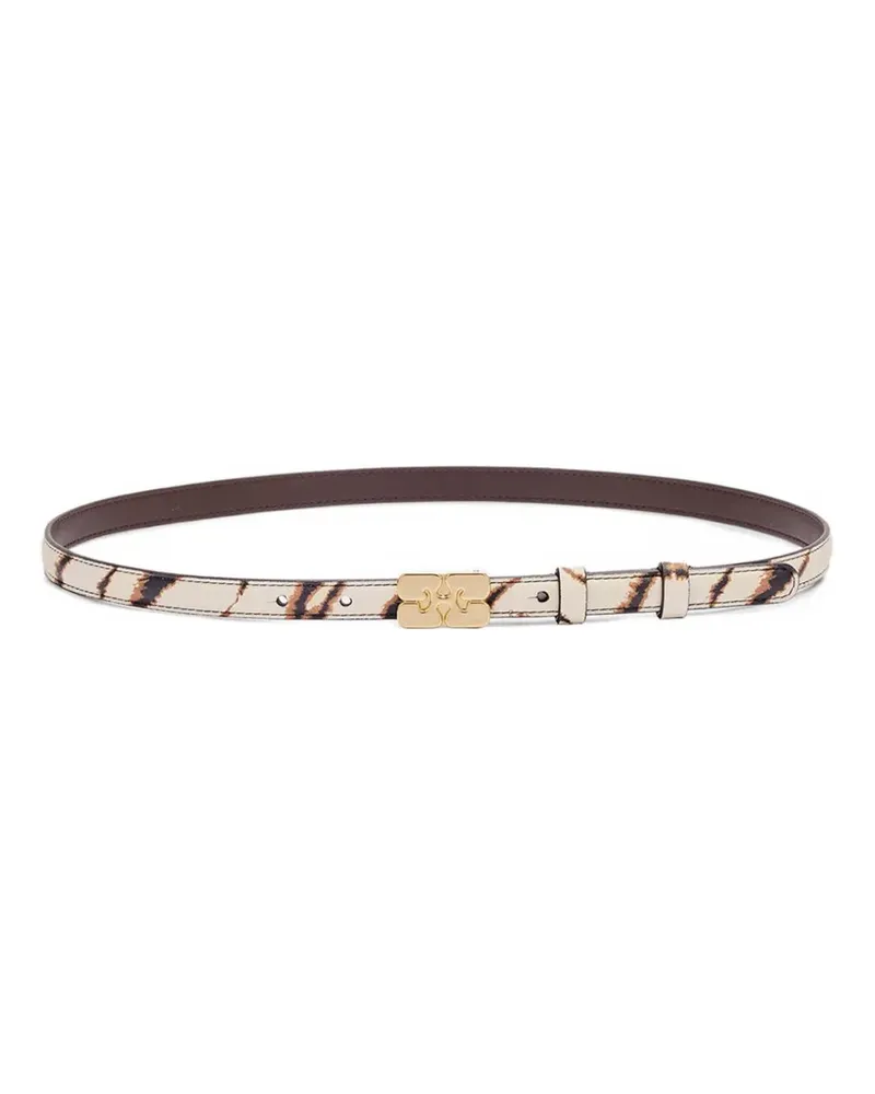 Ganni Kat zebra-print belt - Nude Nude