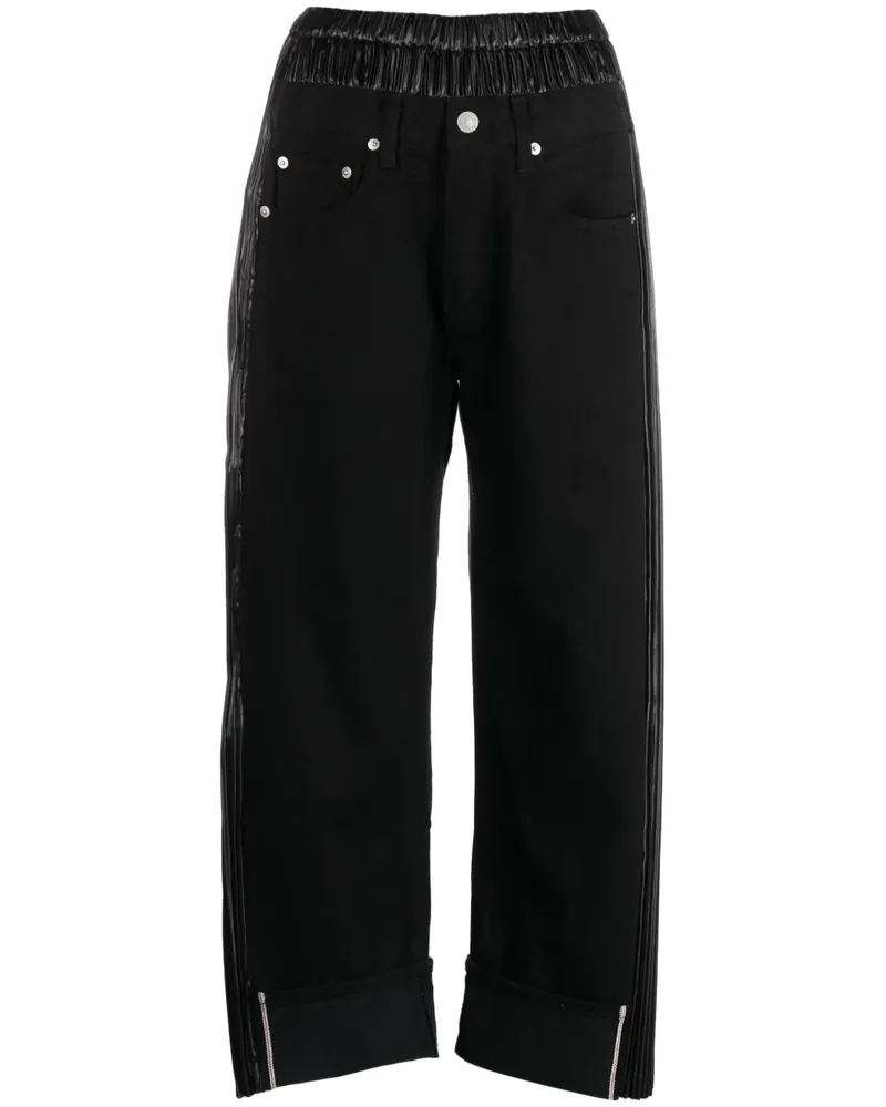 Junya Watanabe Cropped-Jeans mit Kontrasteinsätzen - Schwarz Schwarz
