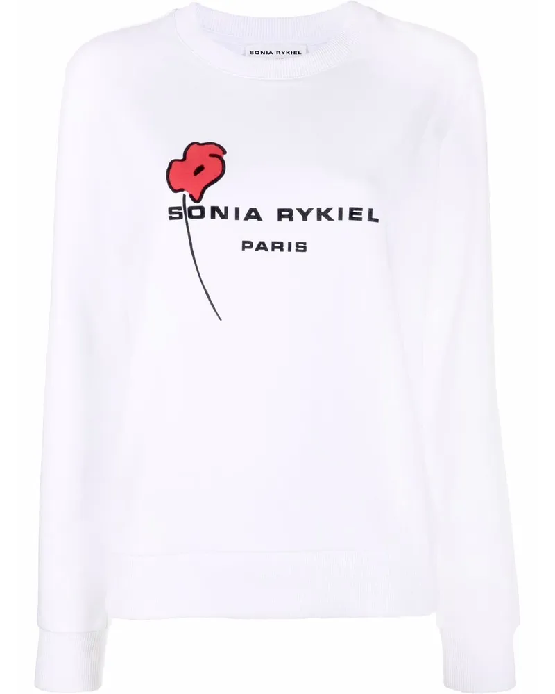 Sonia Rykiel Sweatshirt mit Mohn-Print Weiß