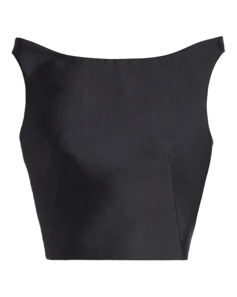 Jil Sander structured-shoulder silk-blend top - Schwarz Schwarz