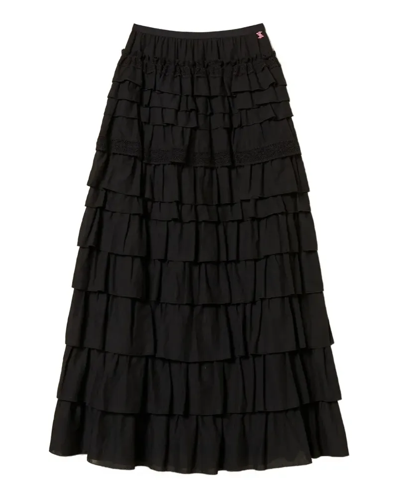 Twin-Set Spitzenrock mit Rüschen - Schwarz Schwarz