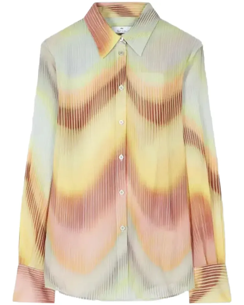 Paul Smith Georgette-Hemd mit Gradient Wave-Print - Gelb Gelb