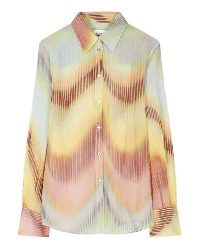 Paul Smith Georgette-Hemd mit Gradient Wave-Print - Gelb Gelb
