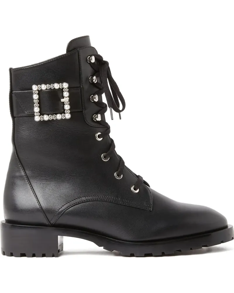 Stuart Weitzman Bikerstiefel mit Perlenverzierung - Schwarz Schwarz