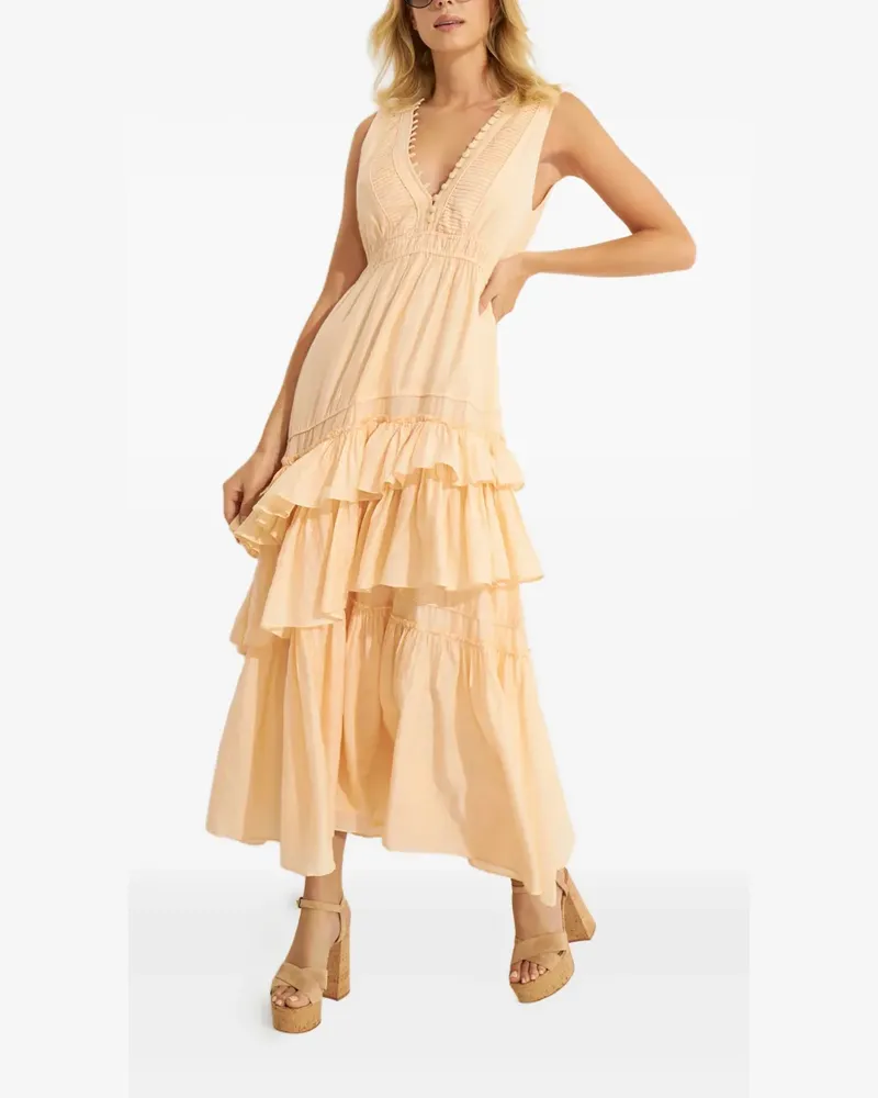 LoveShackFancy Jordie ruffled maxi dress - Nude Nude